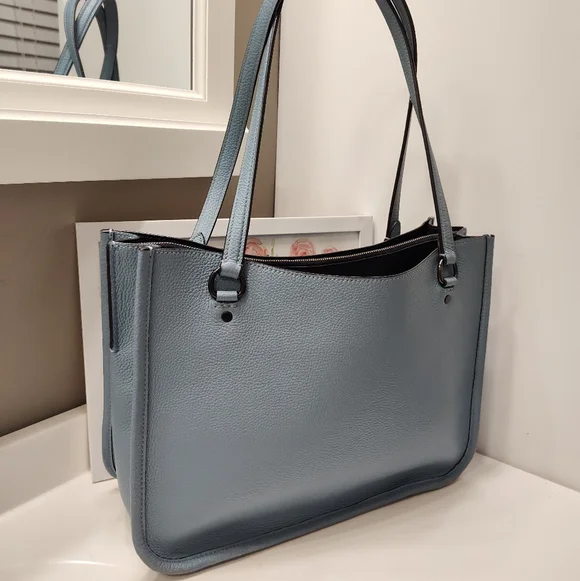 🧁GUC Coach Tyler Carryall 28 Medium Blue C2273 Pebble Leather Shoulder Tote Bag - Picture 12 of 16